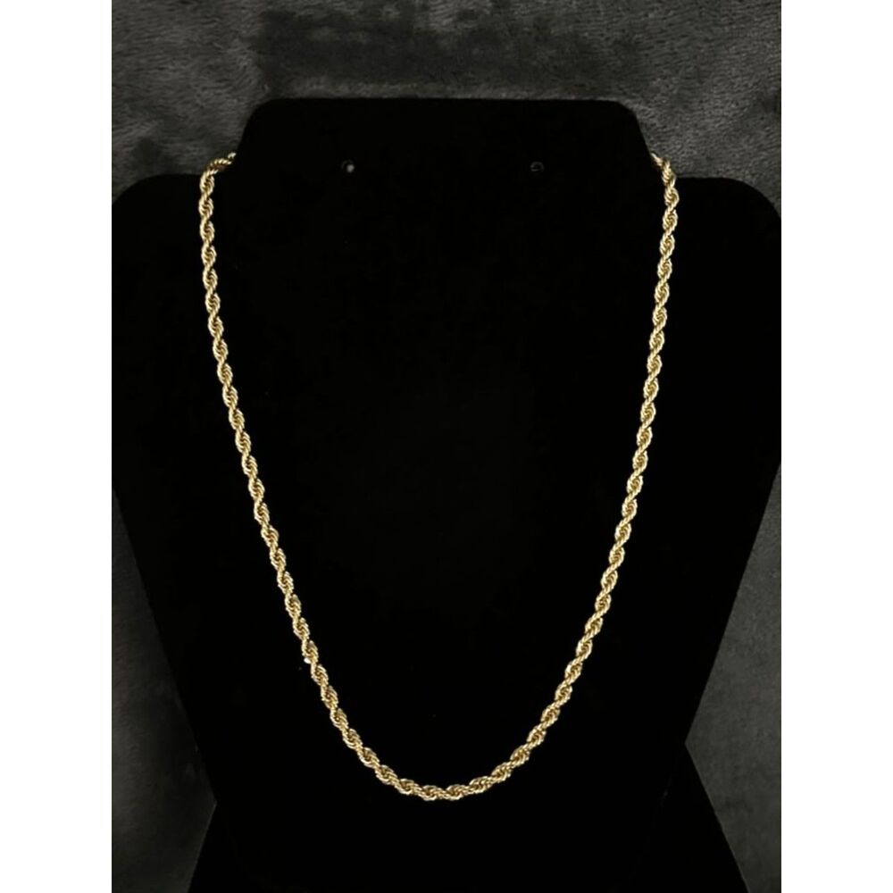 18K Gold Filled Thick Twist Rope Chain Necklace 4mm 20" Waterproof